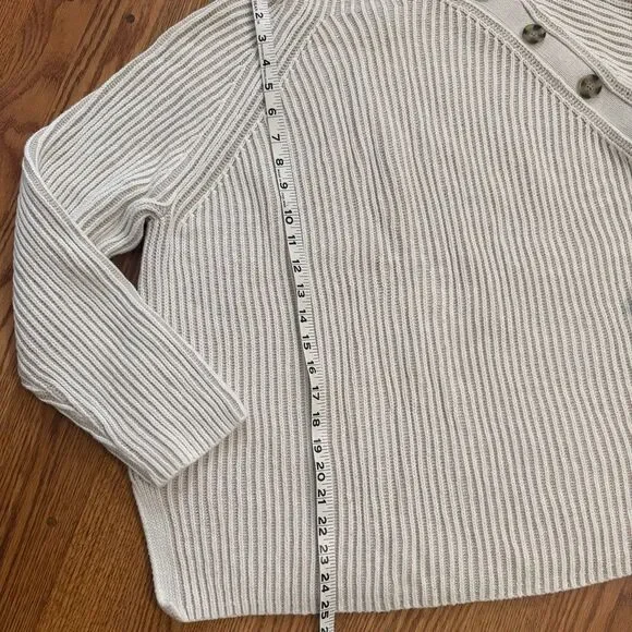 GAP Cream Ribbed Mockneck Raglan Sweater w/Asymetrical Button Accents - Picture 8 of 8